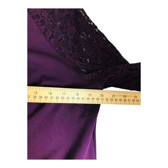 3765 PURPLE Shift Dress Womens 16 Lace Long Sleeve Knee Length Elegant Chiccore - Picture 8 of 10
